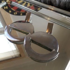 Door-knocker earrings, silver-tone, heavy